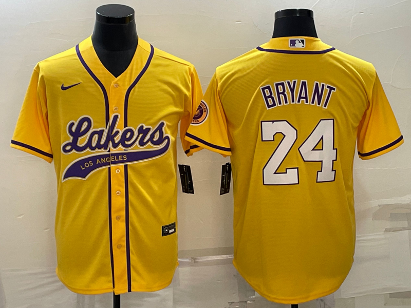 Nike 2023 Men Los Angeles Lakers 24 Bryant yellow NBA Jersey style 3